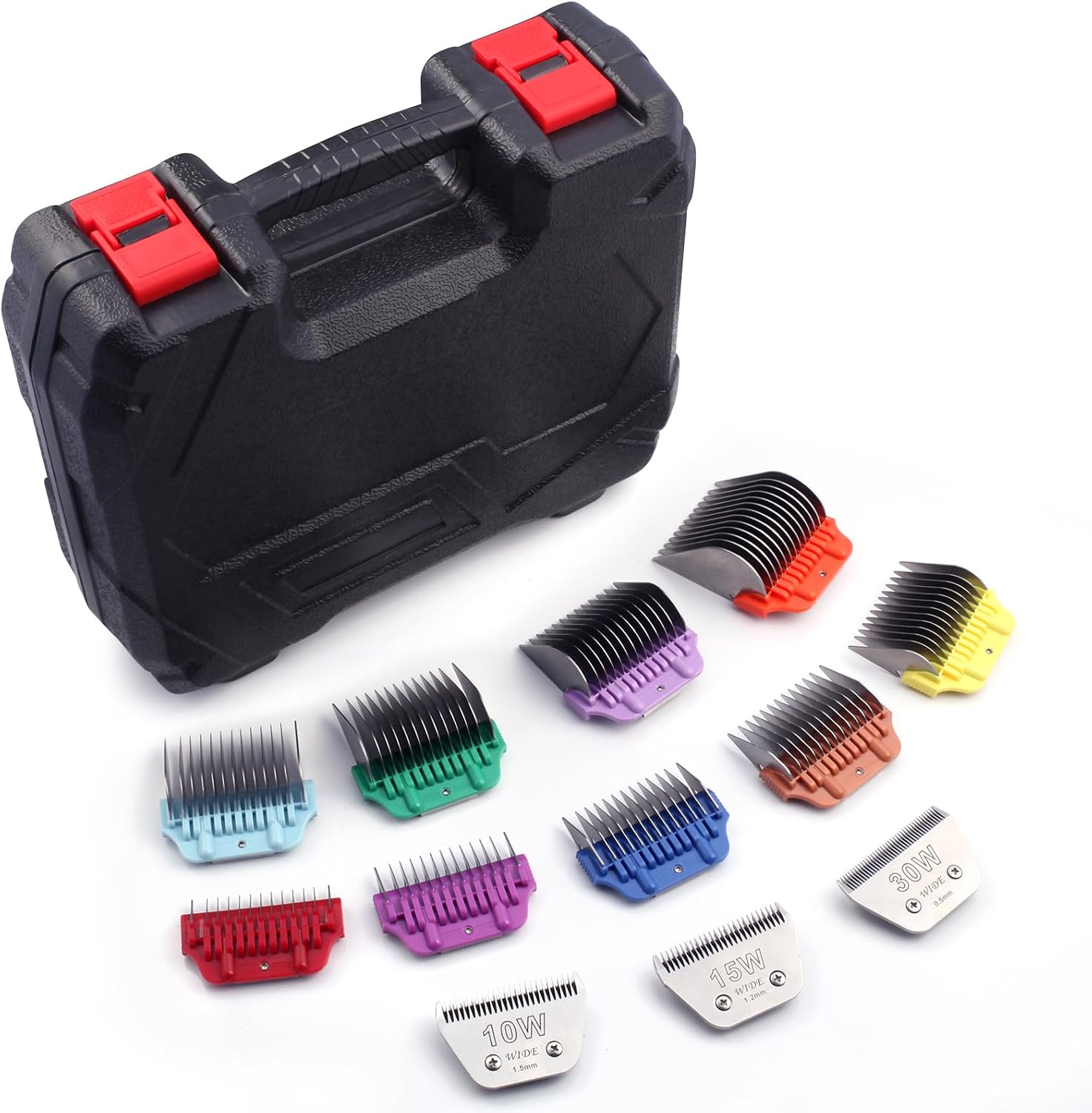 Underneath view of DODAER wide blade clipper guards illustrating the heavy duty attachment clips