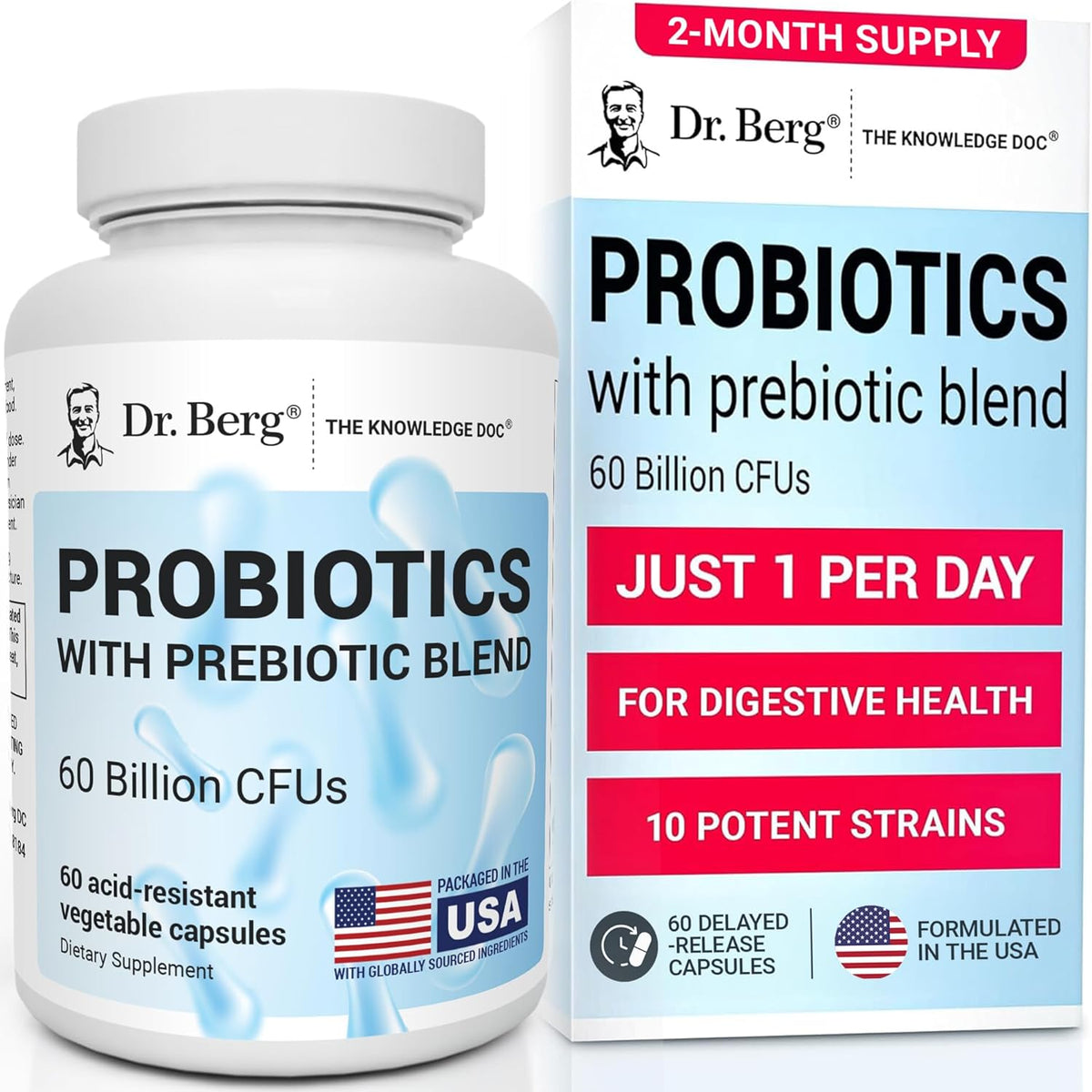Dr. Berg Probiotic Supplement (60 Billion CFUs) - Helps Ease Occasional Constipation, Diarrhea, Gas & Bloating* - Pre and Probiotics for Digestive Health - 30 Probiotic Capsules - Image 10