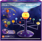 Science Can Solar System for Kids front view showing the eight rotating planets orbiting the central glowing sun dome
