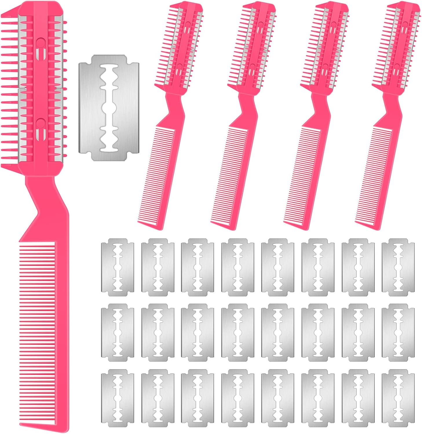 Double edge blue razor comb for de-shedding long hair cats and dogs