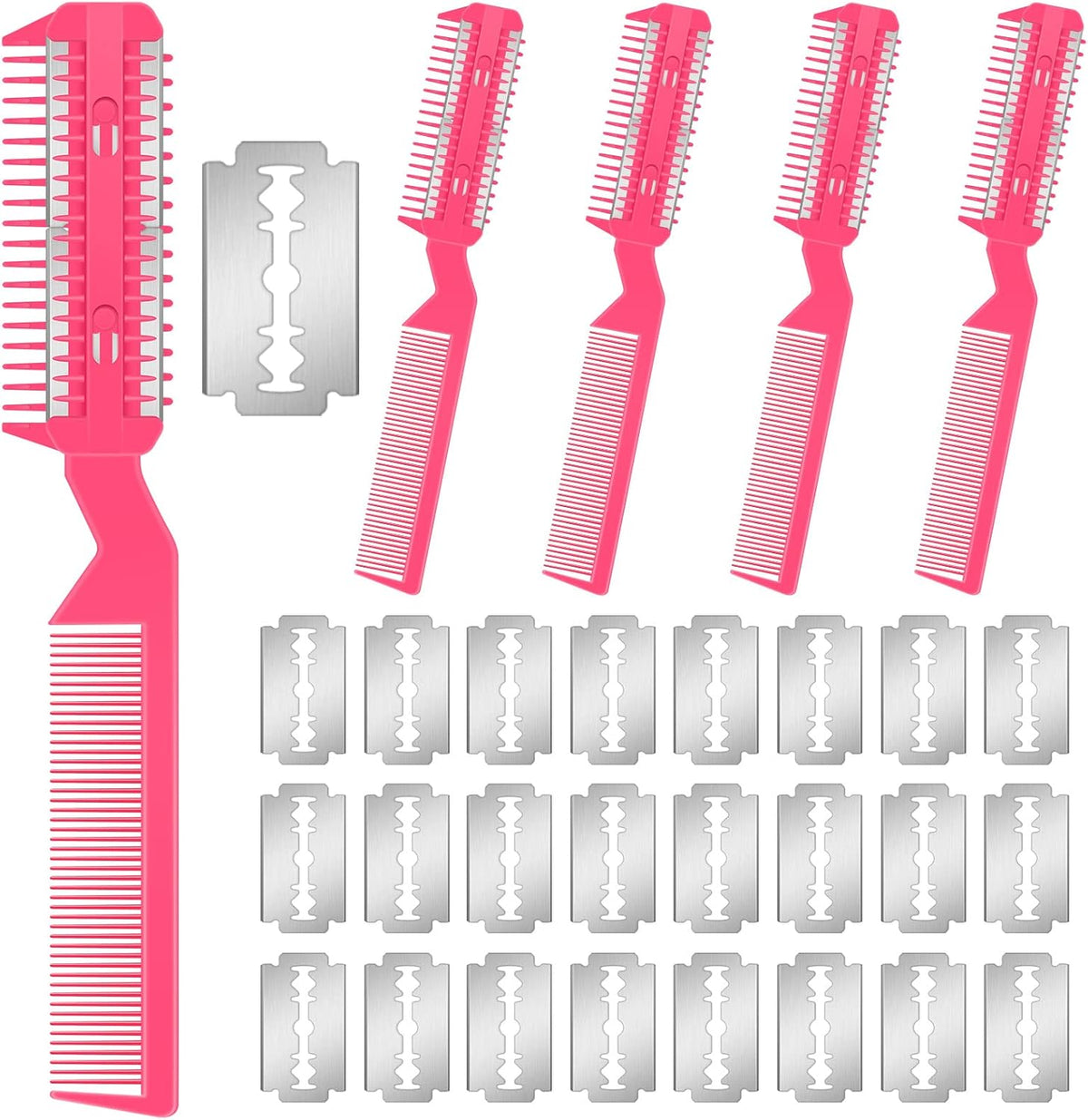 Double edge blue razor comb for de-shedding long hair cats and dogs
