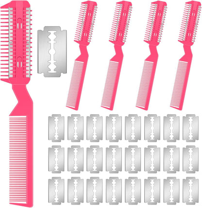 Double edge blue razor comb for de-shedding long hair cats and dogs