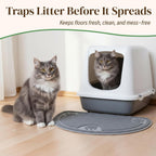Gray pet food rug showing mesh loop texture