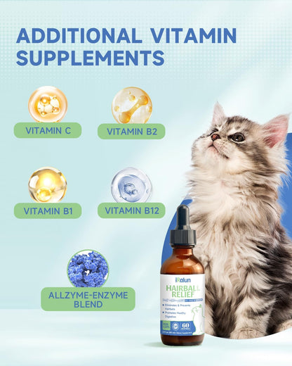 Cat constipation relief supplement dropper bottle for multi breed felines
