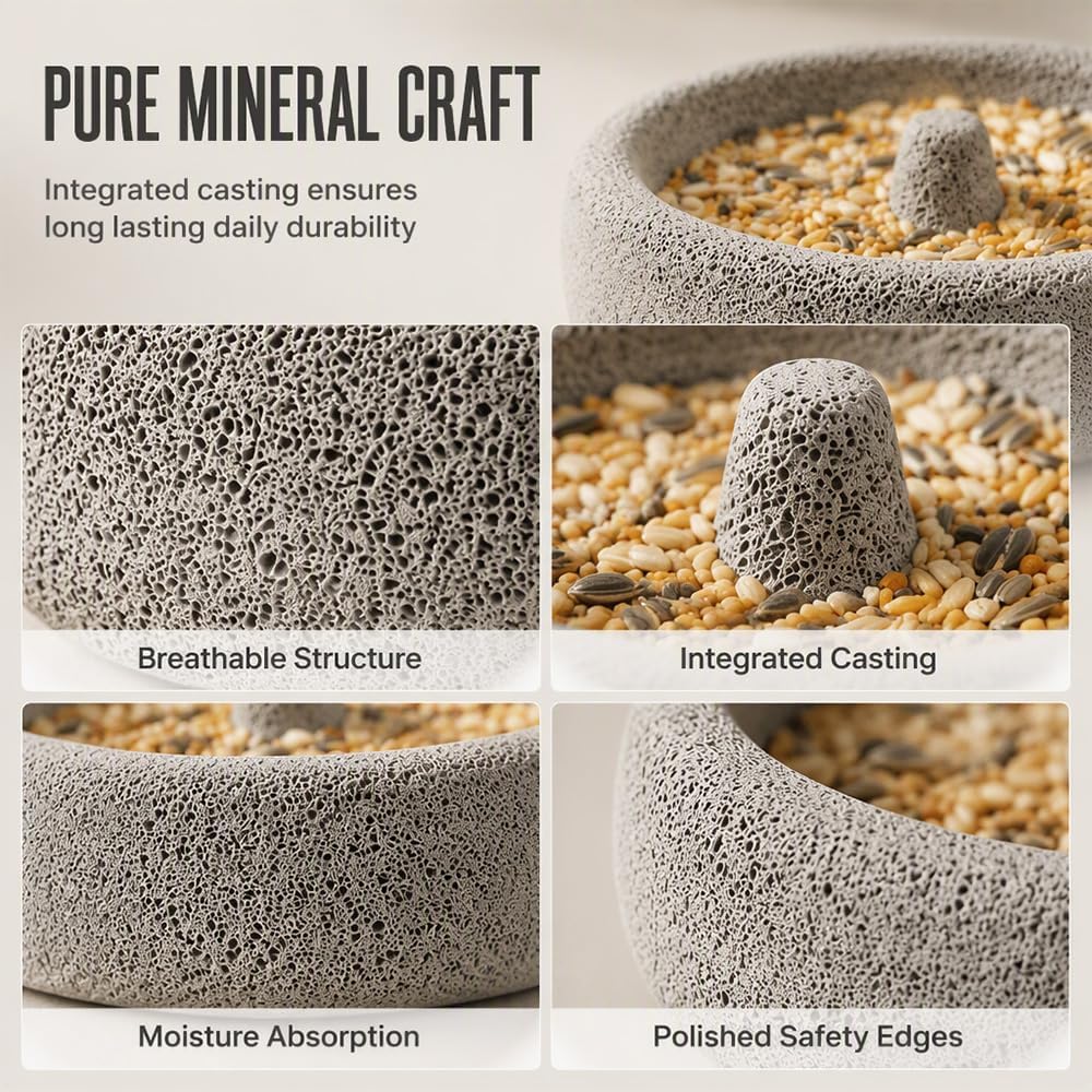 Nekska 1PC pumice bird bowl packaging and contents