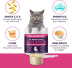 Back label of Special Breed cat multivitamin showing detailed ingredient list and nutritional facts.