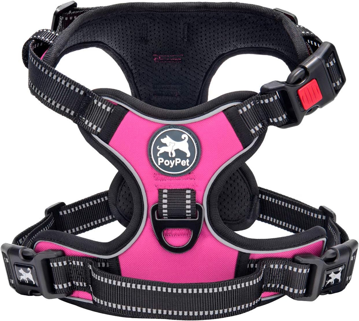 PoyPet pink no pull dog harness front view