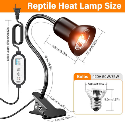 TFNN UVA UVB reptile light clamp attached to terrarium