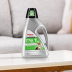 Rug Doctor triple action pet formula showing stain removal results on soft surfaces