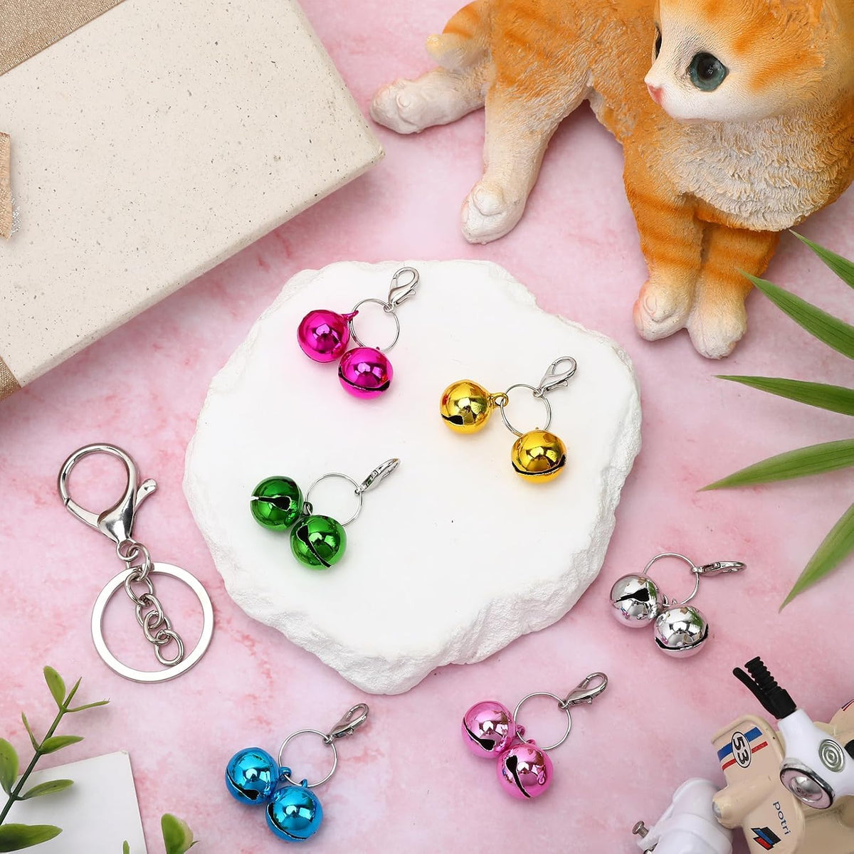 Close up of Petknows double bells for small pet collars