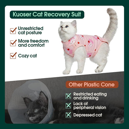 Back view of cat recovery suit showing litter box access