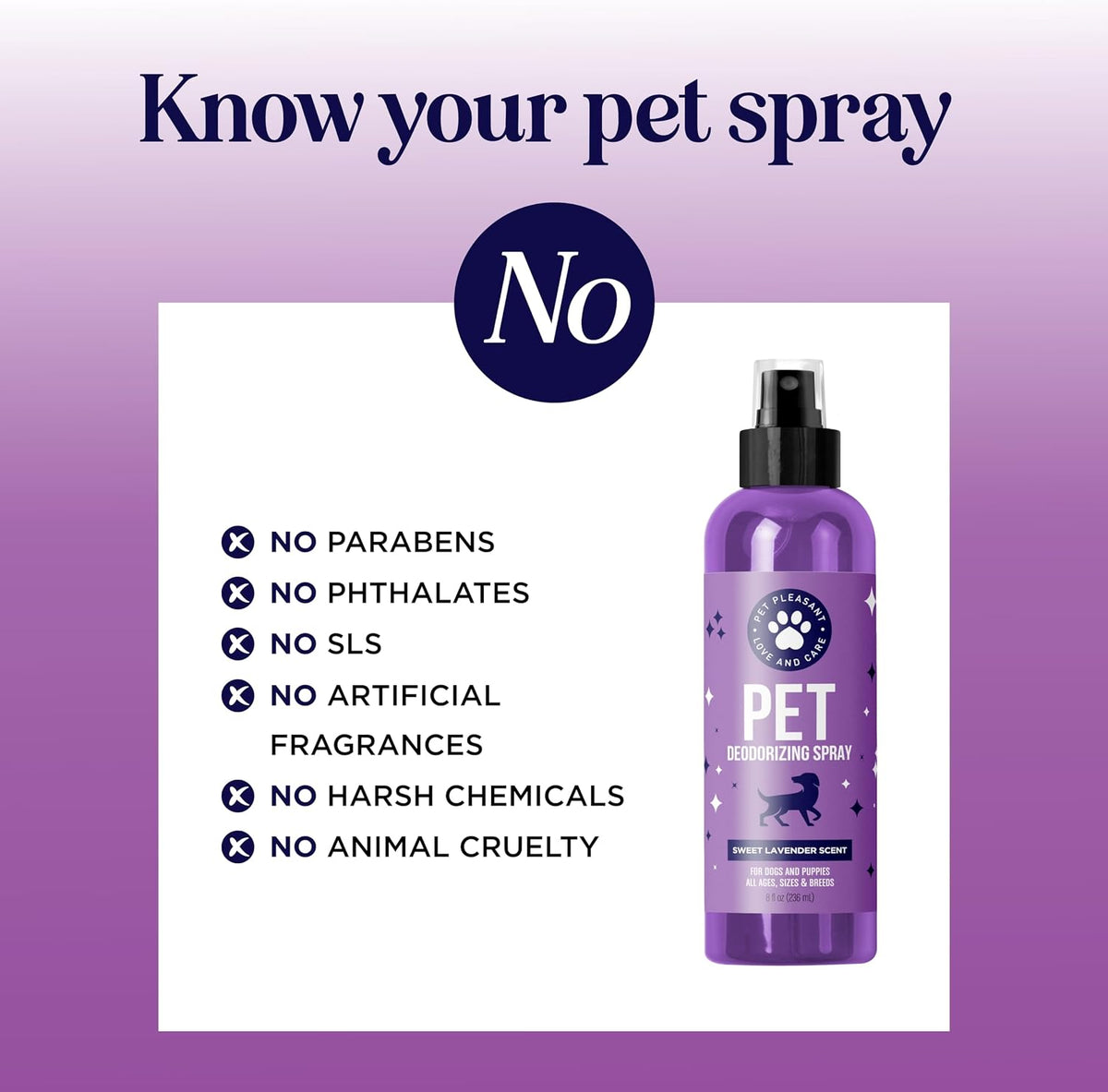 Lifestyle shot of lavender scented pet deodorizer on grooming table