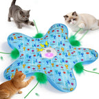 Duckart Interactive Cat Toy front view showing the automatic hide and seek base with feather attachment