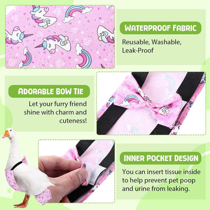SilTriangle large poultry diaper with decorative bow tie detail close up view