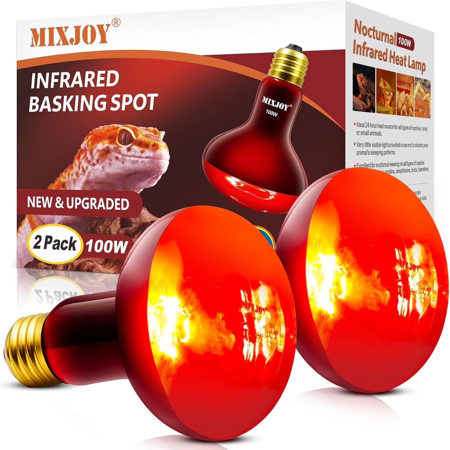 Packaging contents of the MIXJOY two piece reptile heating kit for indoor pet enclosures.
