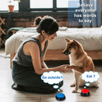 Four piece multicolor voice recording clicker set for teaching dogs to talk.