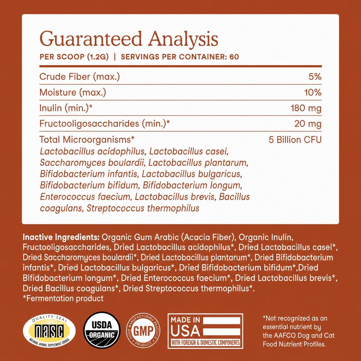 Fera Pets flavorless digestive supplement powder with measuring scoop