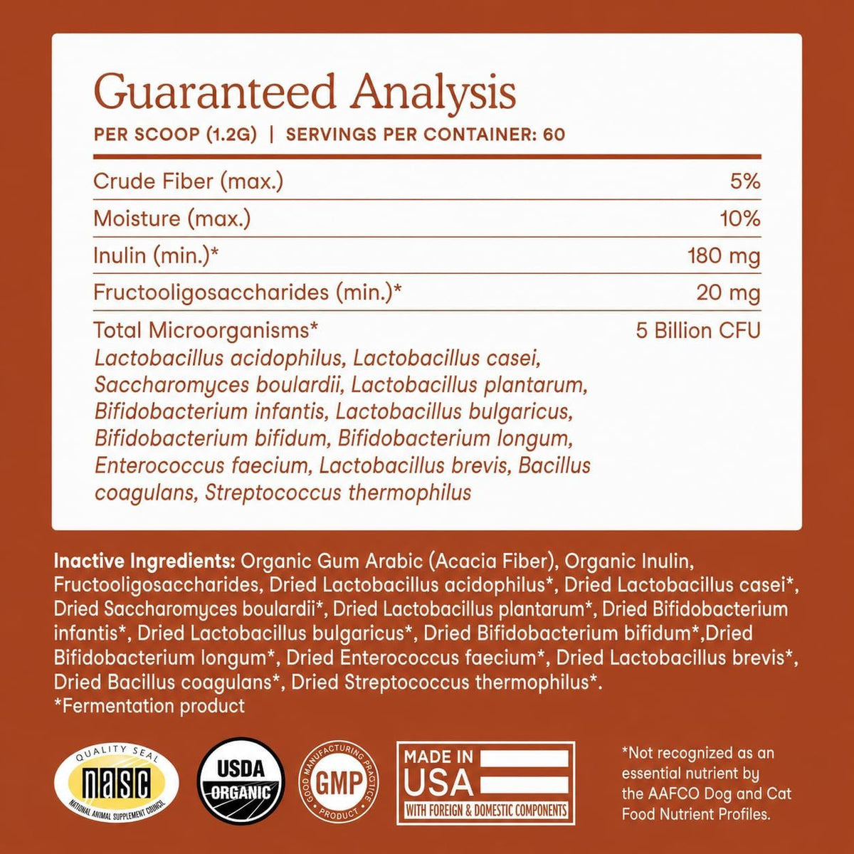 Fera Pets flavorless digestive supplement powder with measuring scoop