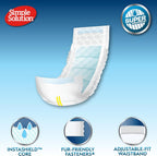 Simple Solution dog diaper packaging highlighting the leak proof InstaShield technology.