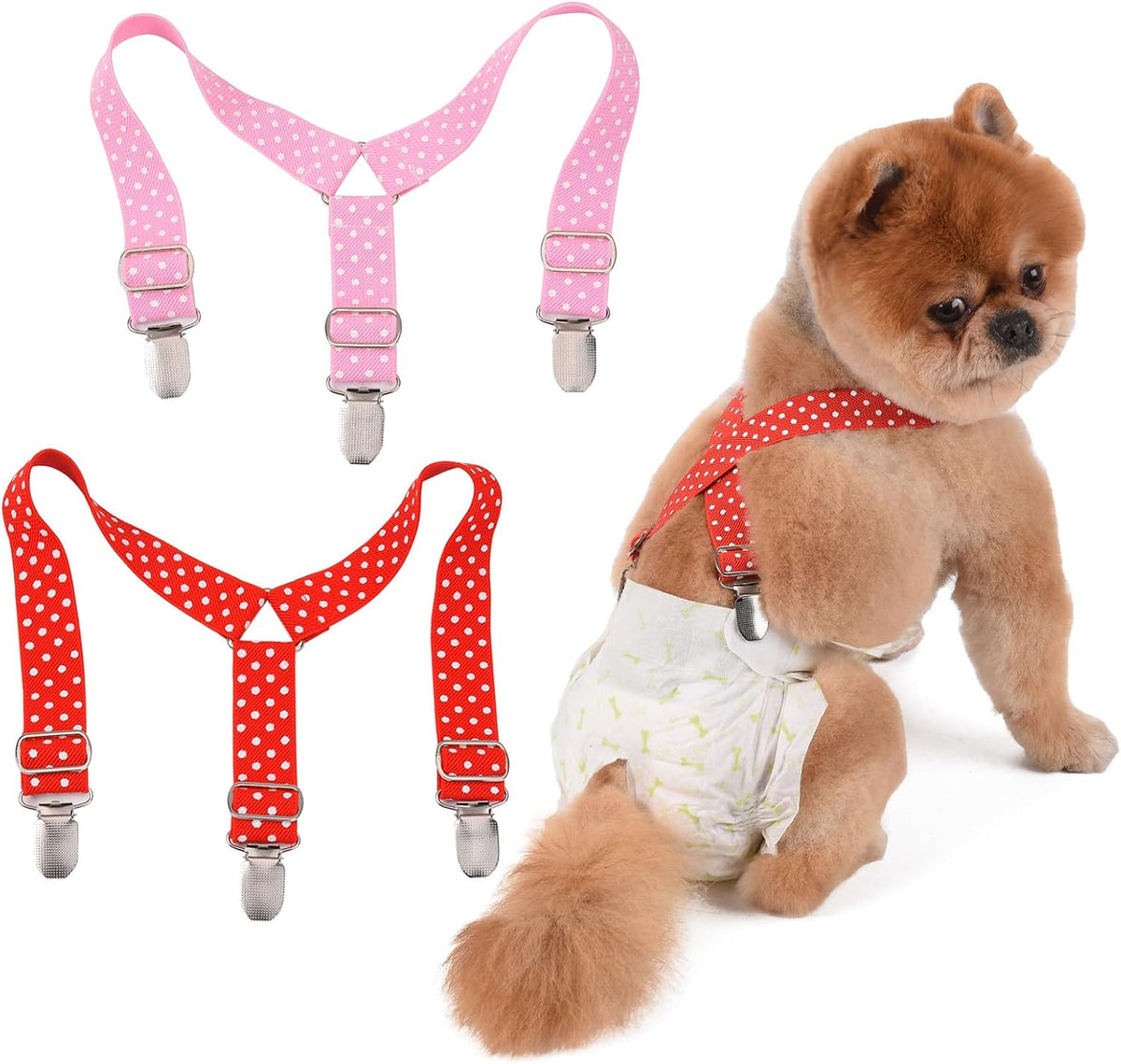 Dog Diaper Suspenders for Male or Female, Leopard Print & Light Green, M - Image 9