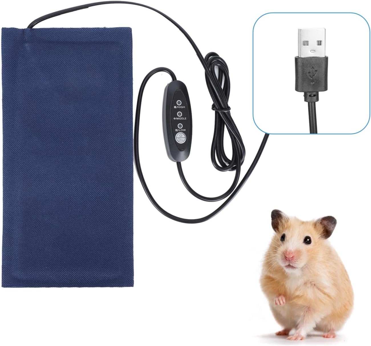 Fauoswuk Small Reptile Heating Pad front view with USB controller