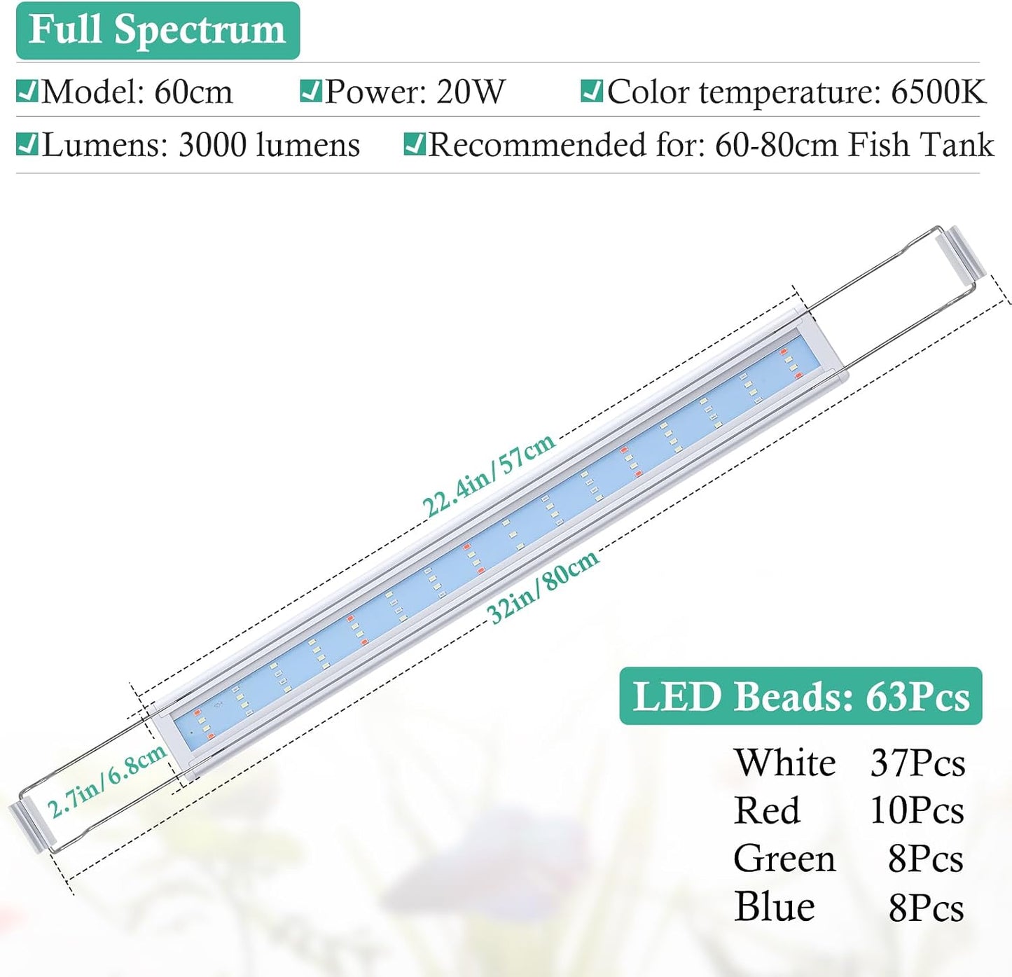 Hitop LED aquarium light showing extendable bracket mechanism