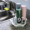L-Wash countertop drying rack front view with insulated bottles