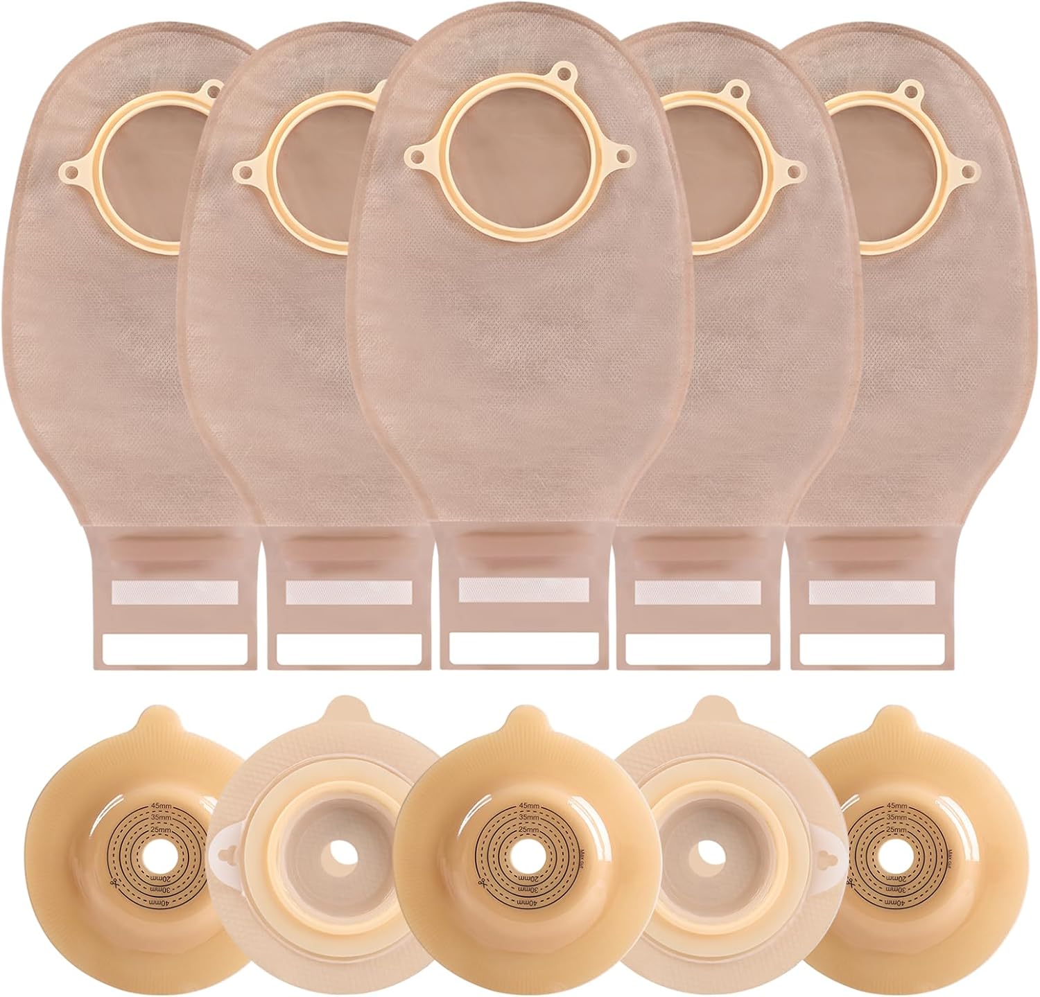 Mowell Steawoce two piece convex colostomy bags front view showing the drainable pouch and barrier system