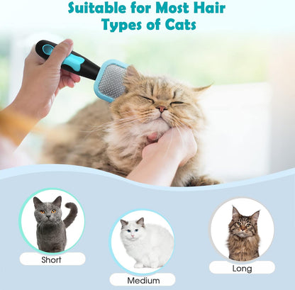 PETPAWJOY professional pet grooming brush removing tangles from a cat