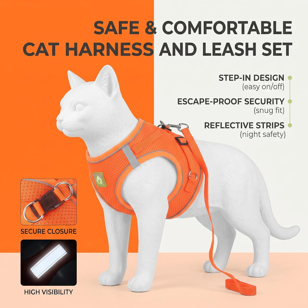 Cat Harness and Leash, Cat Harness and Leash Escape Proof (Orange-M) - Image 8