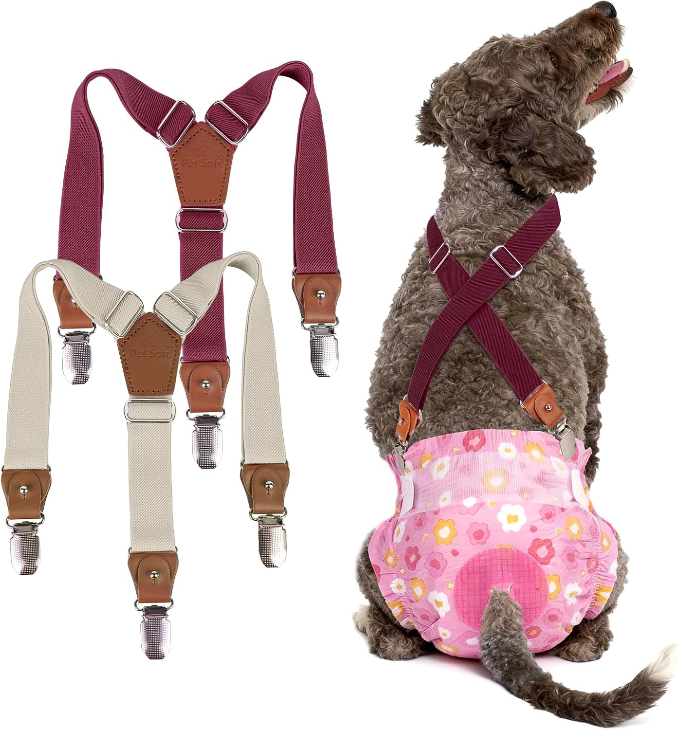 Imported Pet Soft canine harness suspender for incontinence protection