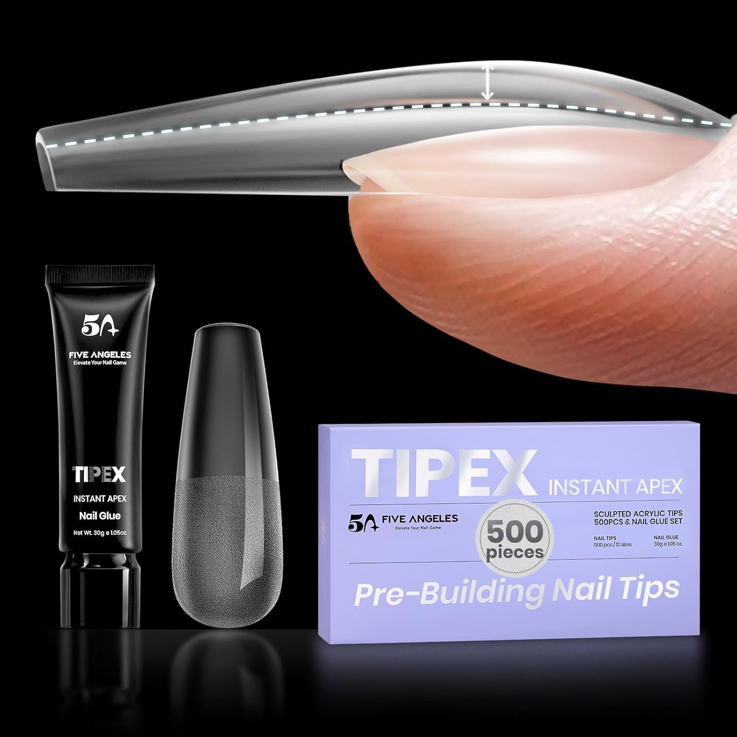 Five Angeles Tipex Instant Apex Gel Nail Tips Kit front view