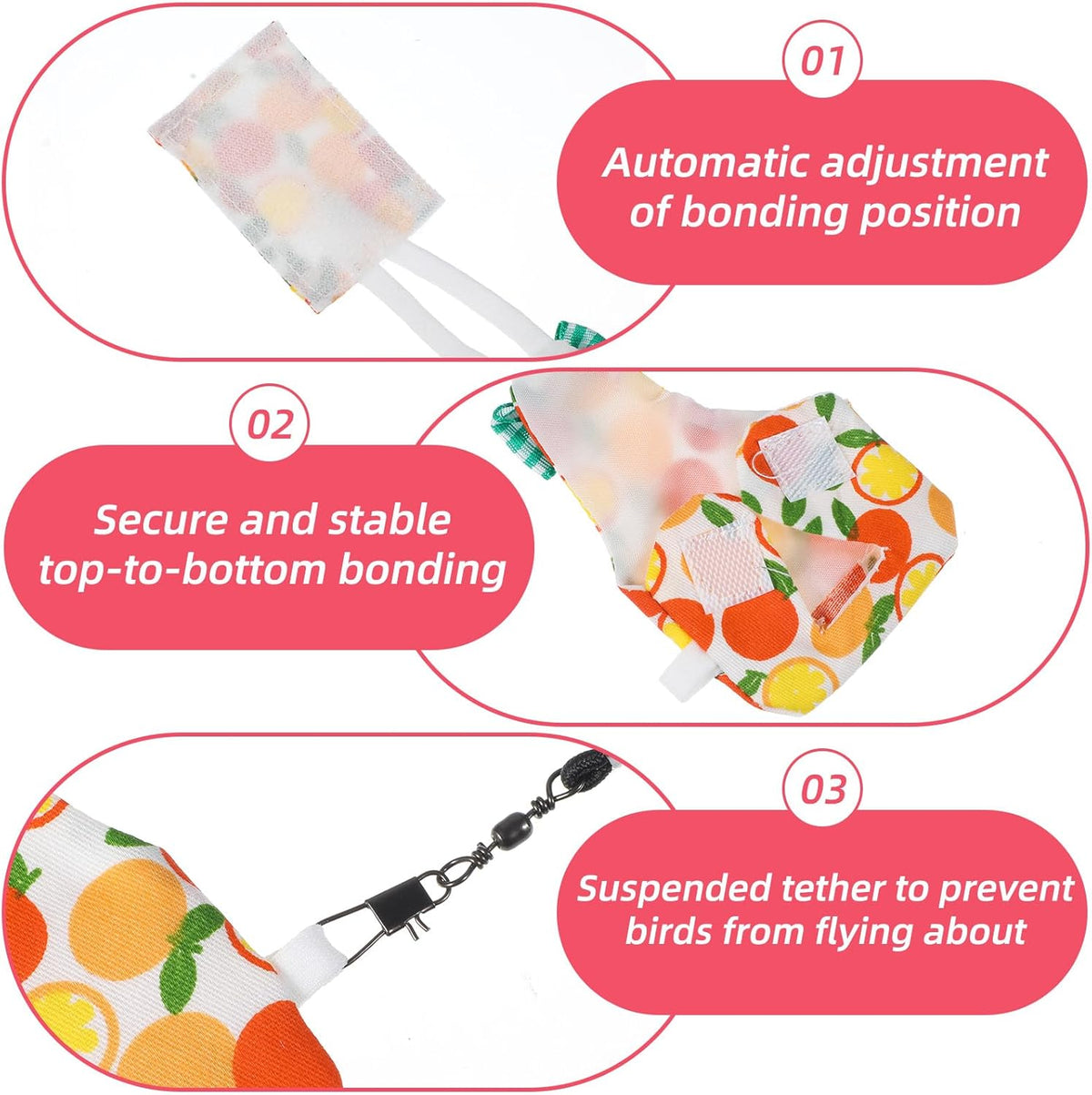 Fiyooau washable bird nappy featuring fruit patterns