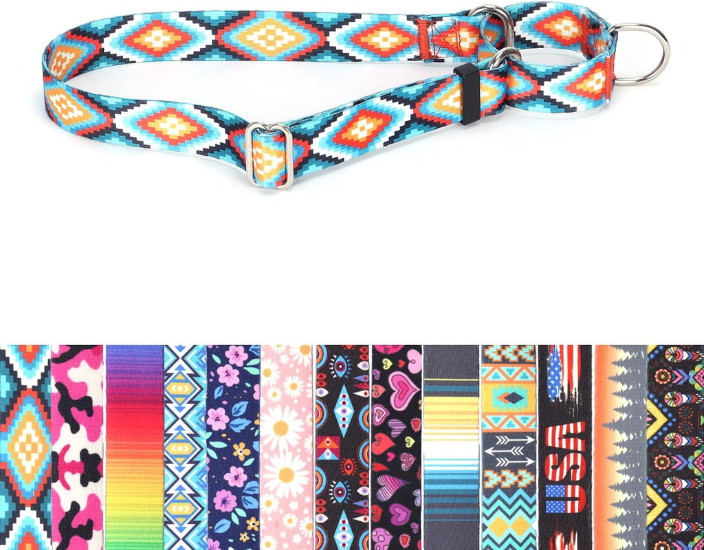 YOUALSO pink daisy dog collar on a walk demonstrating no slip security