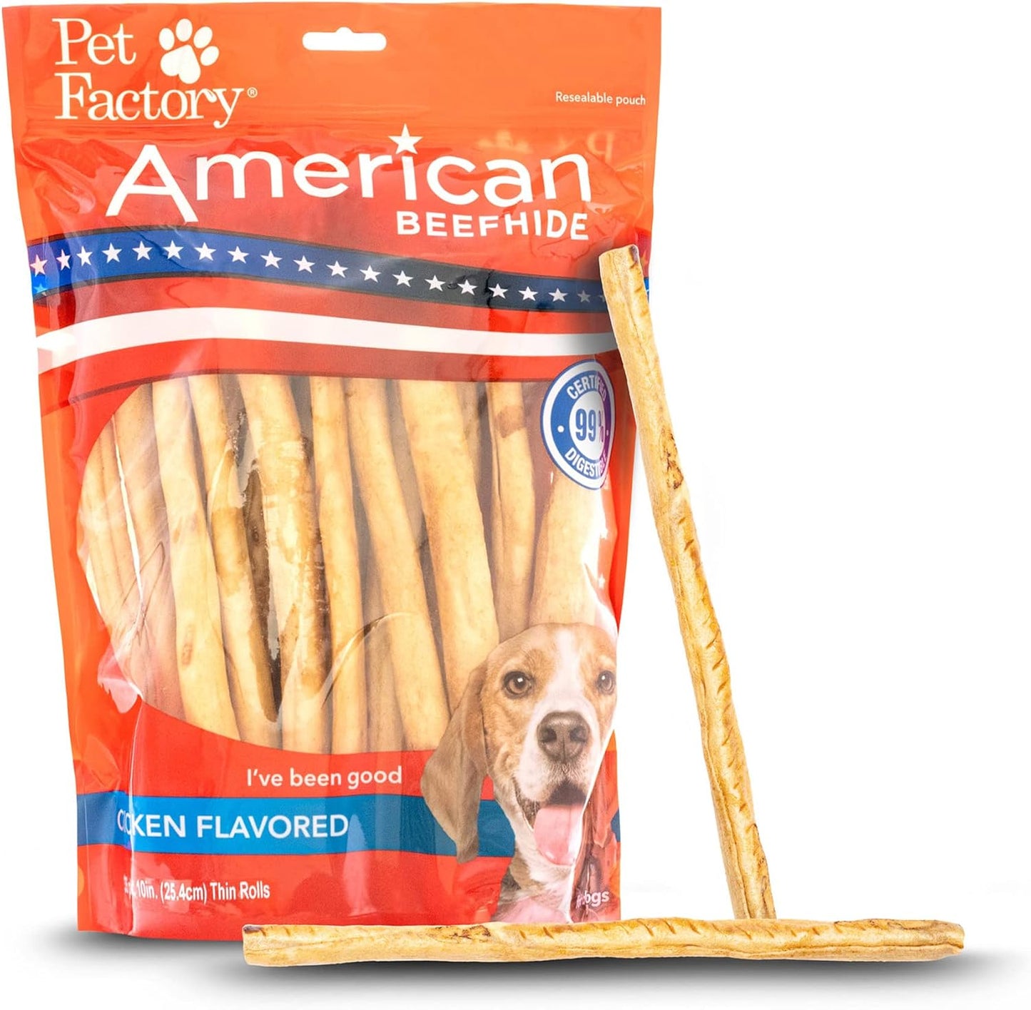 Pet Factory American Beefhide 5" Chip Rolls Dog Chew Treats - Natural Flavor, 8 Count/2 Pack - Image 15