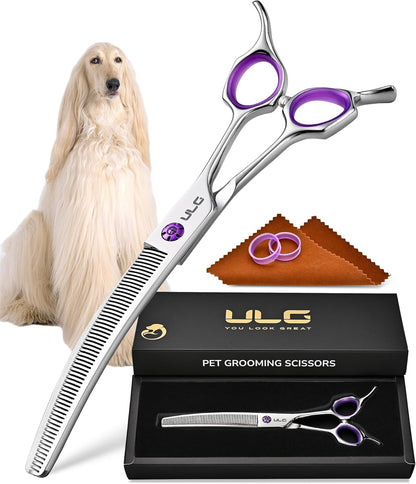 ULG 30 degrees Curved Dog Grooming Scissors 440C Stainless Steel, 7.5" Professional Pet Grooming Shears with Reversible Butterfly Handles, Dog Scissors for Grooming Face, Eyes, Paws & Body - Image 9