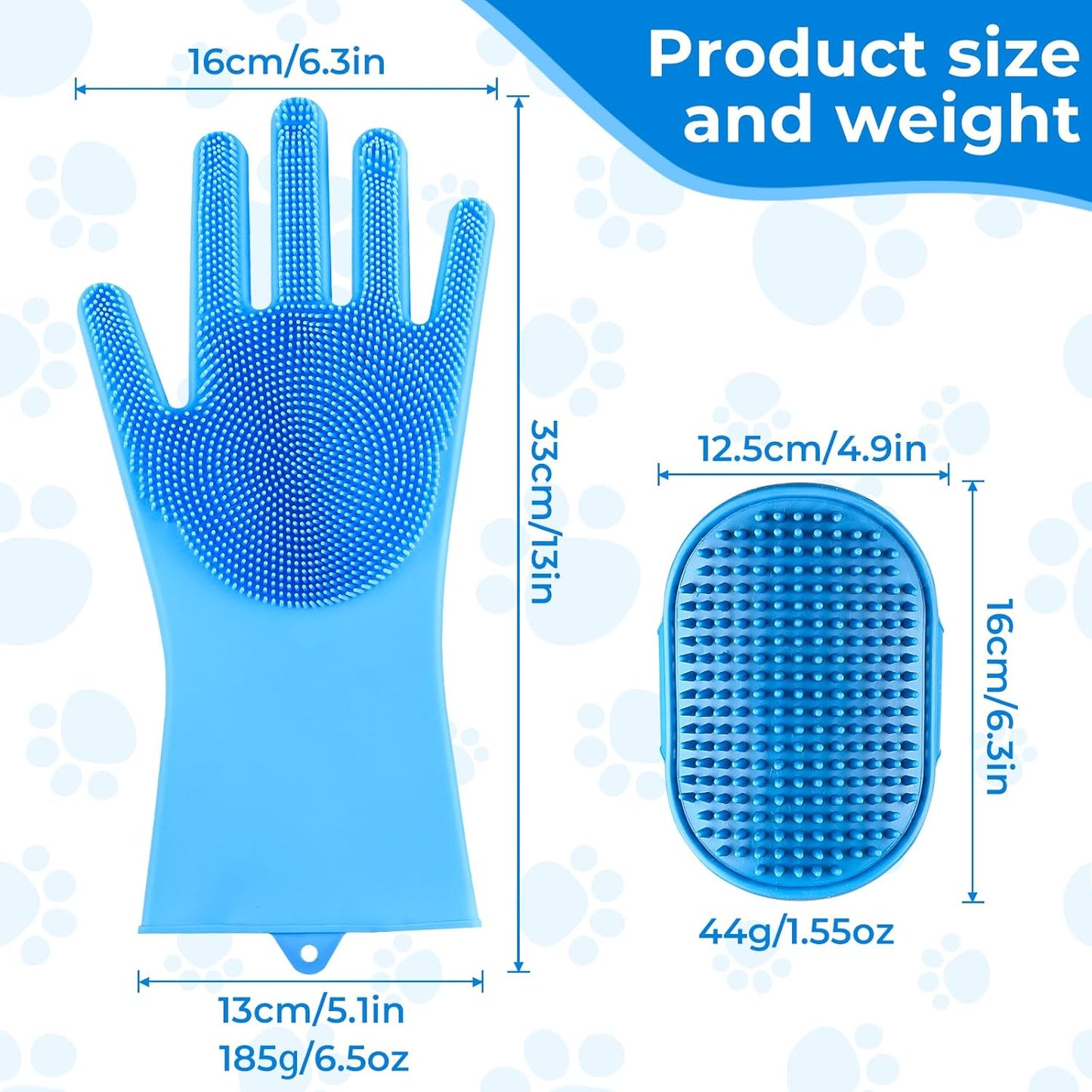 Durable and antimicrobial silica gel pet grooming kit showing two separate washing tools
