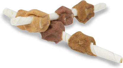 Close up of gourmet shish kabob dog chew ingredients