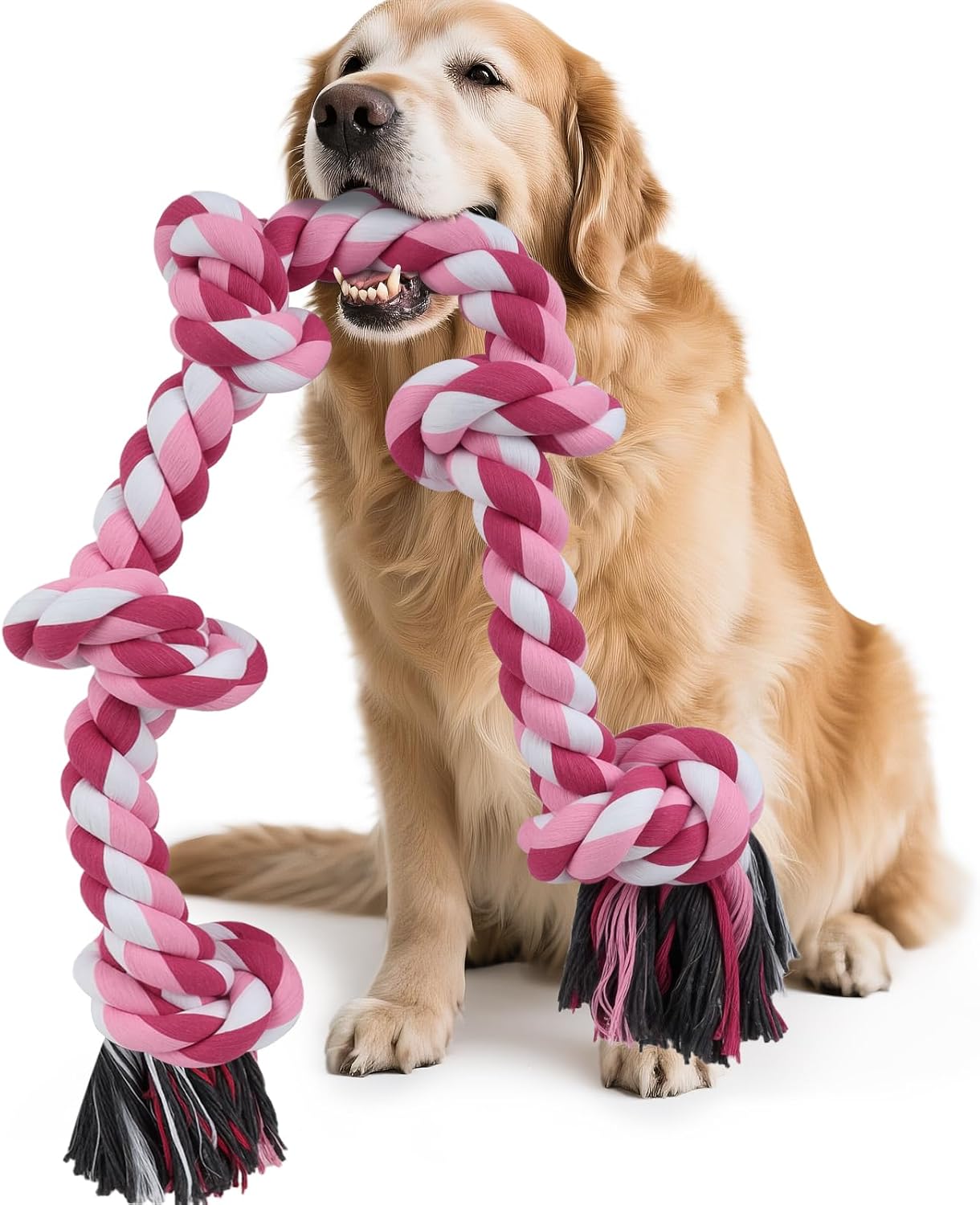 SZEE Dog Rope Toy for Large Dogs, 37 Inch 5 Knots, Tug of War Rope for Large Breeds, for Energy Release & Boredom Relief (Green & Blue) - Image 11