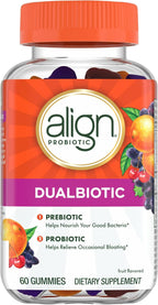 Align Dualbiotic, Prebiotics and Probiotics for Women and Men, Probiotics for Digestive Health, Prebiotics Help Nourish Good Bacteria, Natural Fruit Flavors, 60 Probiotic Gummies - Image 7
