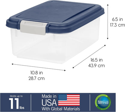 IRIS USA Airtight Dog Food Storage Container, Up to 11 lbs, Dog Cat Bird and Other Pet Food Treats Storage Bin, Dog Cat Wet Food Cans, Keep Fresh, BPA Free, Stackable, Navy - Image 2