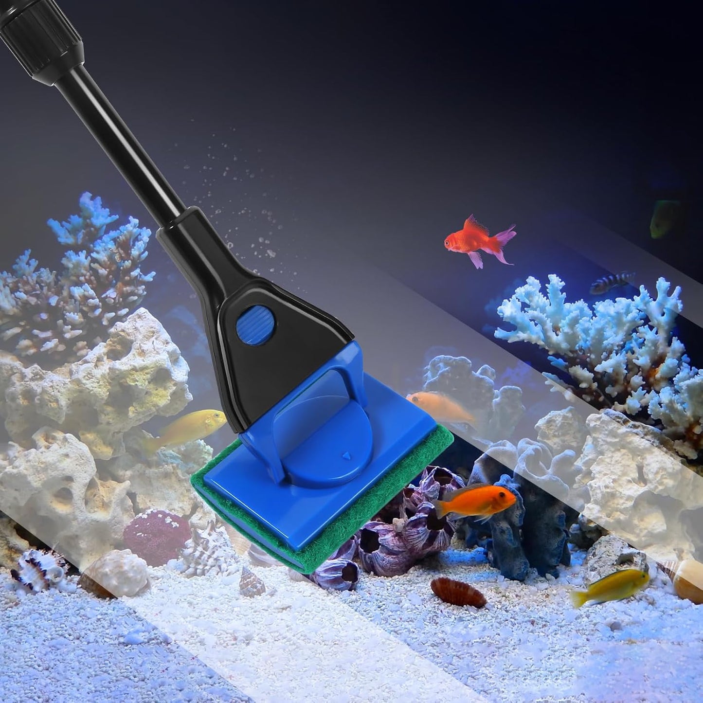 Five in one multi function aquarium maintenance tool kit components laid flat