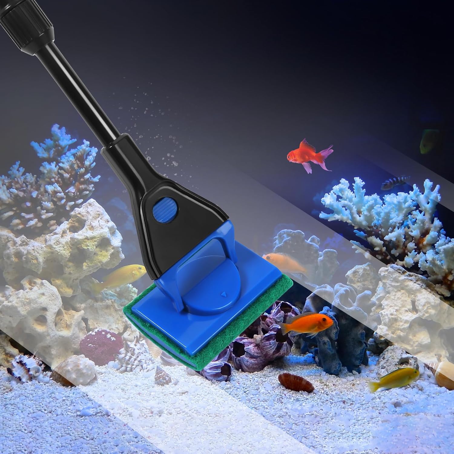 Five in one multi function aquarium maintenance tool kit components laid flat