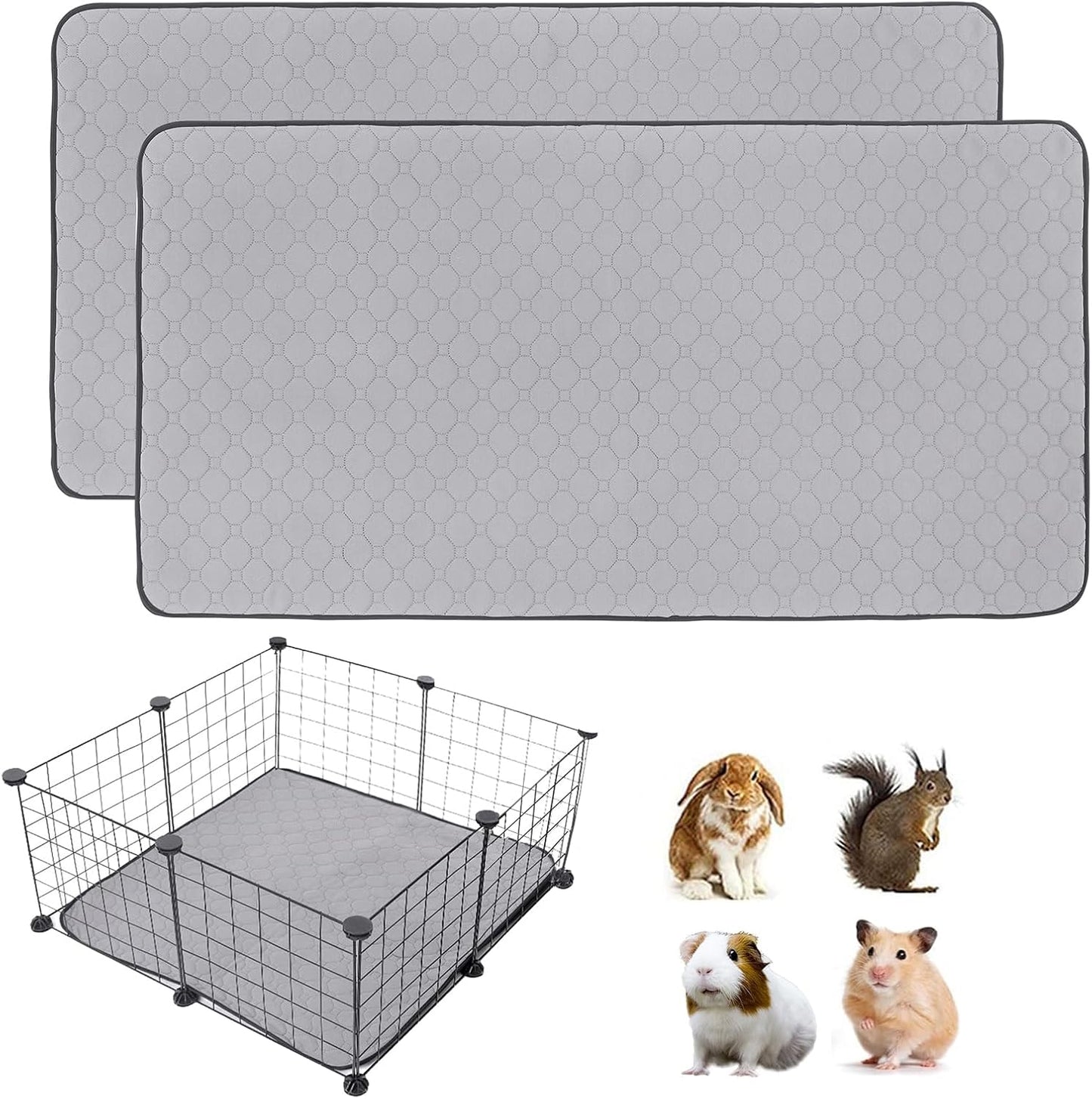 2Pack Guinea Pig Cage Liners, LWYMX 24''X48'' Washable Guinea Pig Pee Pads, Non Slip Reusable Super Absorbent Guinea Pig Training Mat Bedding Fleece for Small Animals Hamster Rabbit Chinchilla Rat - Image 9