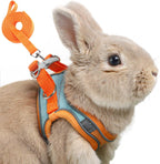 SQUSIMEI adjustable bunny harness and leash set front view orange green small rabbit vest