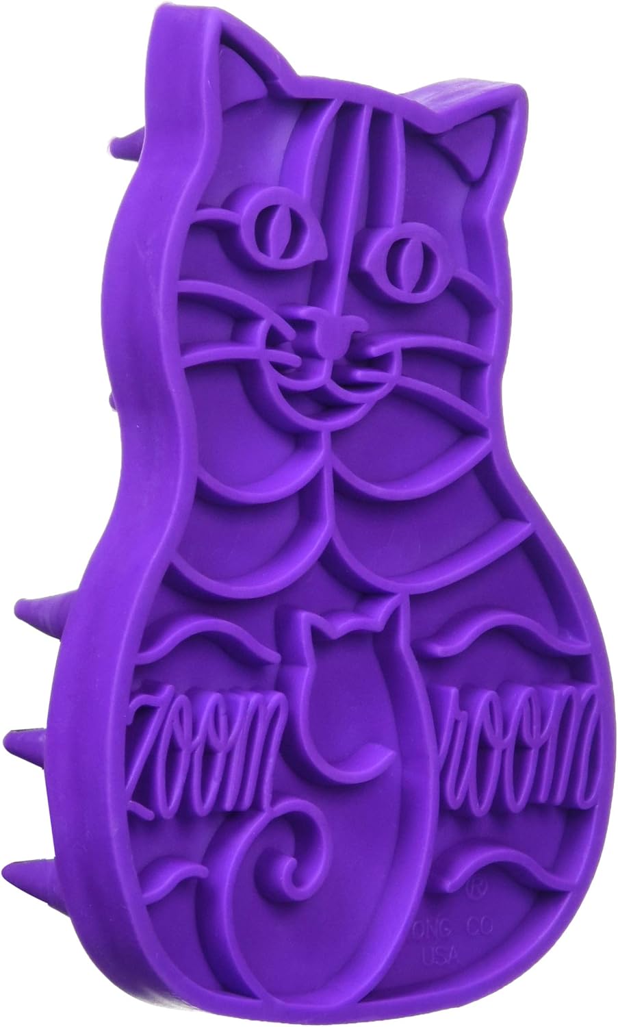 Kong rubber cat brush showing soft bristles and ergonomic grip