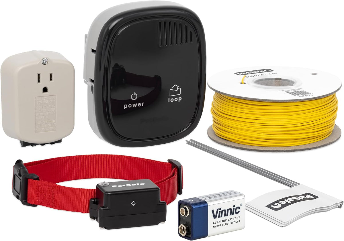 PetSafe stubborn pet containment system receiver collar showcasing the standard 9 volt battery installation area.