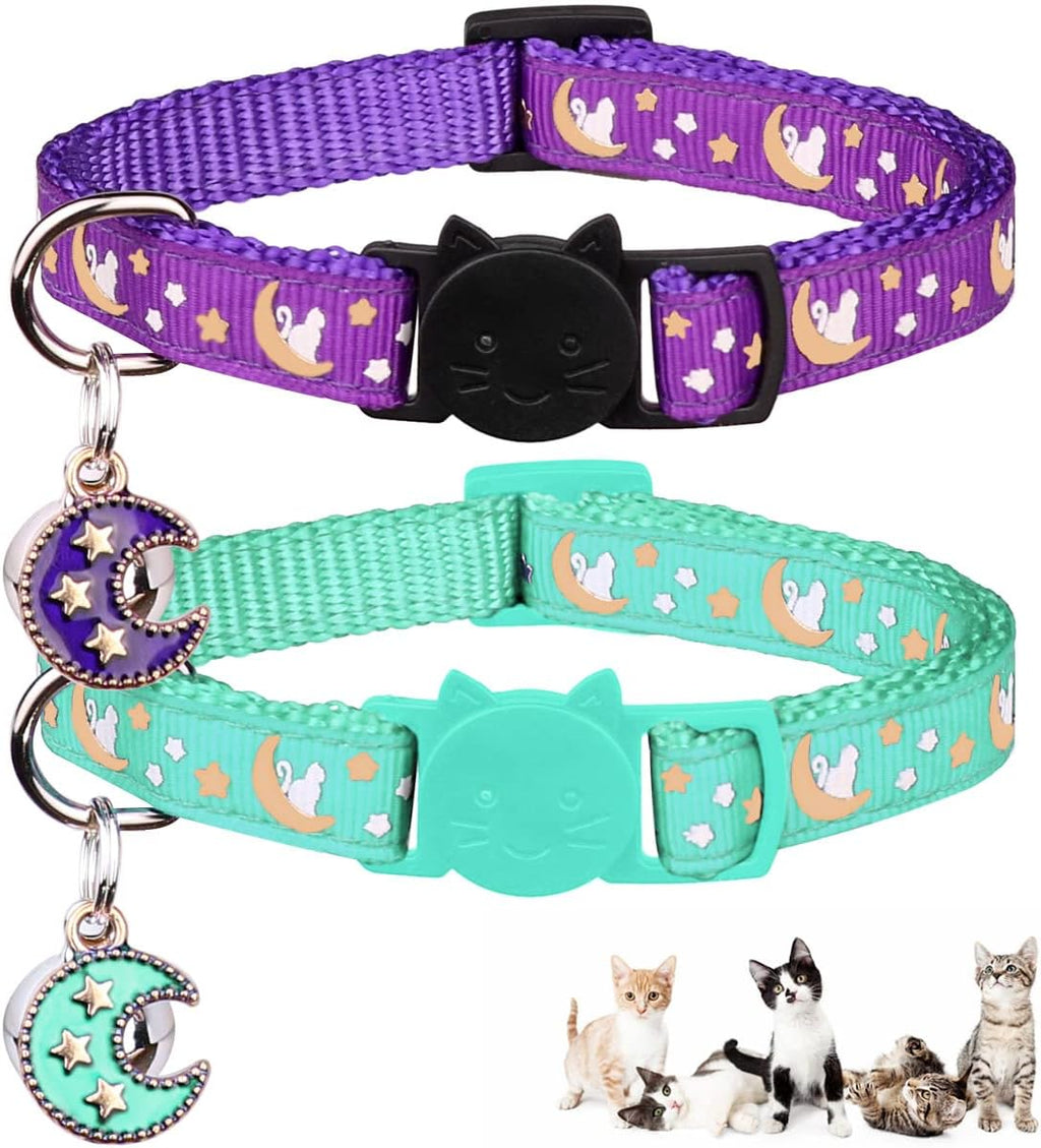 Baeuppit 2Pcs Breakaway Cats Collars Cat Collars for Boy & Girl Cats Adjustable Kitten Collars with Bell,Black+Gray - Image 11