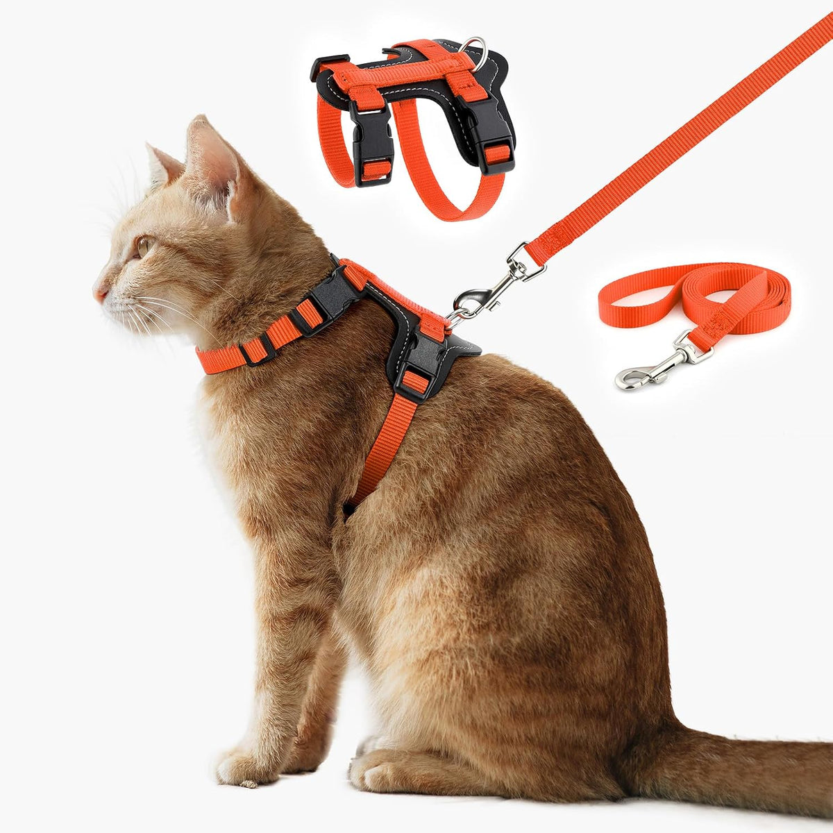 Plutus Pet Adjustable Cat Harness and Leash Set, Quick Release, Escape Proof Nylon Vest with Leather Trim for Kitten, Small Medium Large Cats, Brown - Image 14