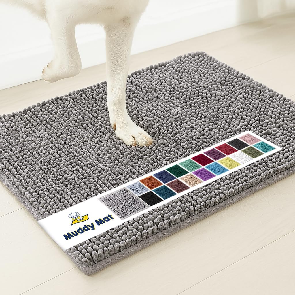 Muddy Mat super water absorbent door mat front view in grey color